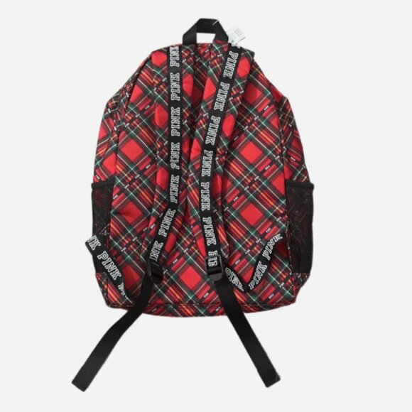 VICTORIAS SECRET PINK COLLEGIATE CAMPUS RED‎ PLAID BACKPACK FULL SIZE NEW 5206 main image 4